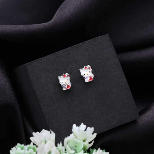 Lucky Cat Charm Pendant Necklace in 925 Sterling Silver