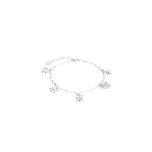 Celestial Charm Bracelet – 925 Sterling Silver CZ Dangling Bracelet