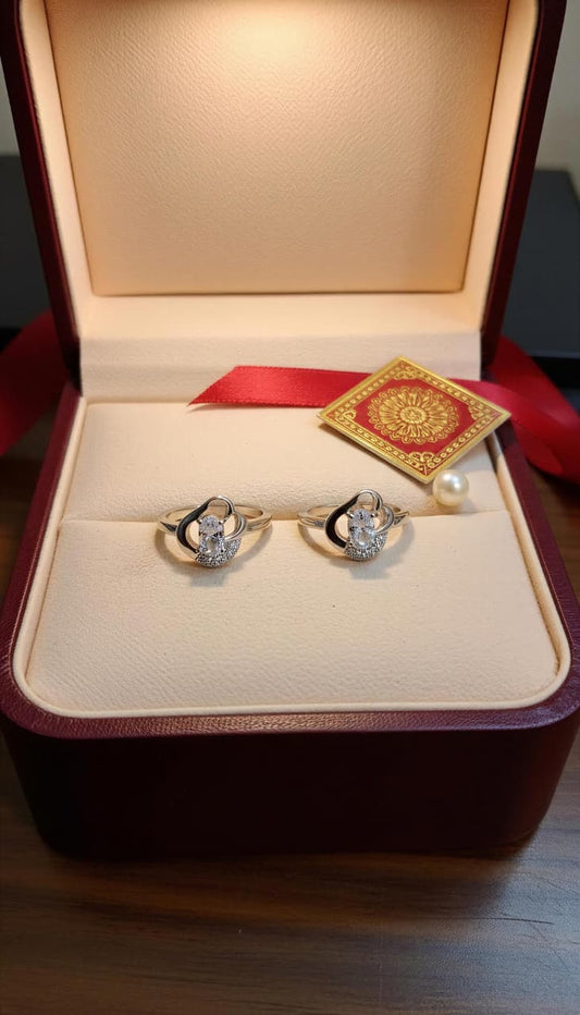 Eternal Heart Twist 925 Silver Toe Rings (Pair)