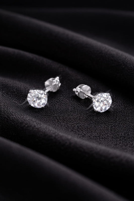 Round Solitaire 925 Silver Stud Earrings