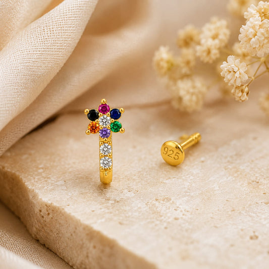 Aurora Bloom 925 Silver Nose Pin