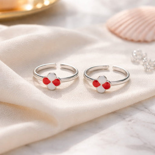 Ruby Petal 925 Silver Toe Rings (Pair)