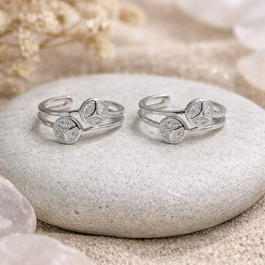 Dual Orbit Spark 925 Silver Toe Rings (Pair)