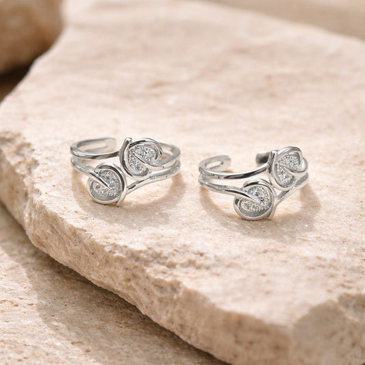 Silver Bloom 925 Toe Rings (Pair)