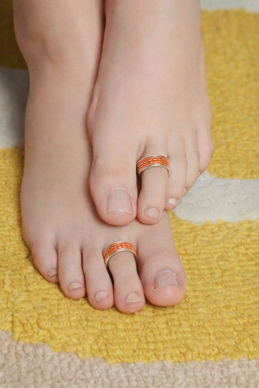 Crimson Pattern 925 Silver Toe Rings (Pair)