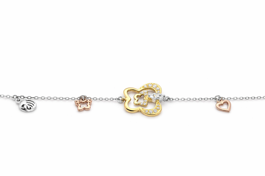 Floral Charm 925 Sterling Silver Bracelet