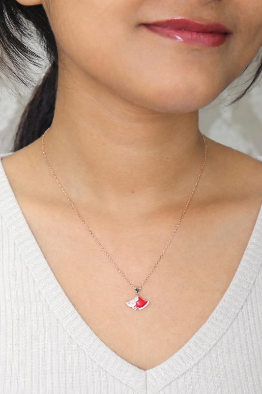 Red Dress Charm Necklace – 925 Sterling Silver (Rose Gold Plated)