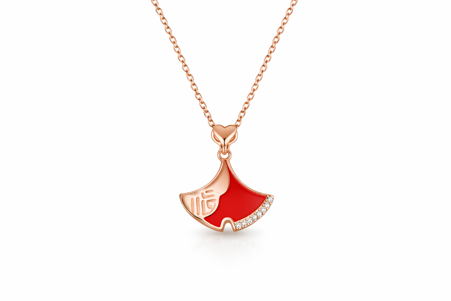 Red Dress Charm Necklace – 925 Sterling Silver (Rose Gold Plated)