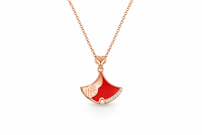 Red Dress Charm Necklace – 925 Sterling Silver (Rose Gold Plated)
