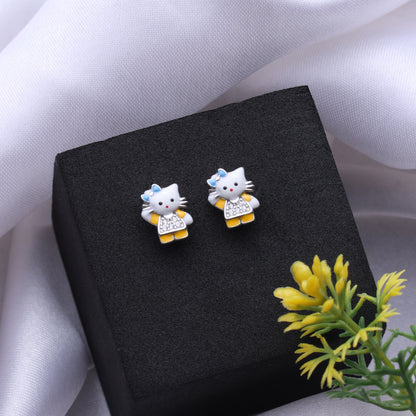 Hello Kitty CZ Charm Pendant Necklace in 925 Sterling Silver