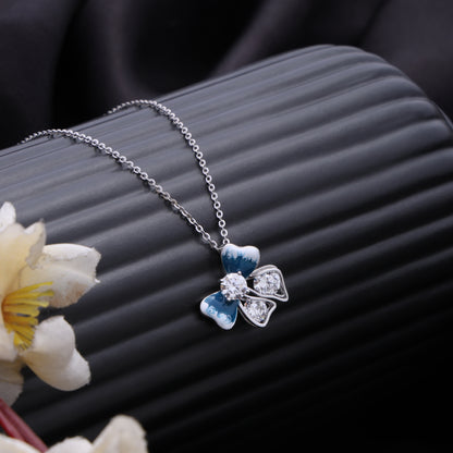 Blue Blossom Pendant & Earring Set in 925 Sterling Silver