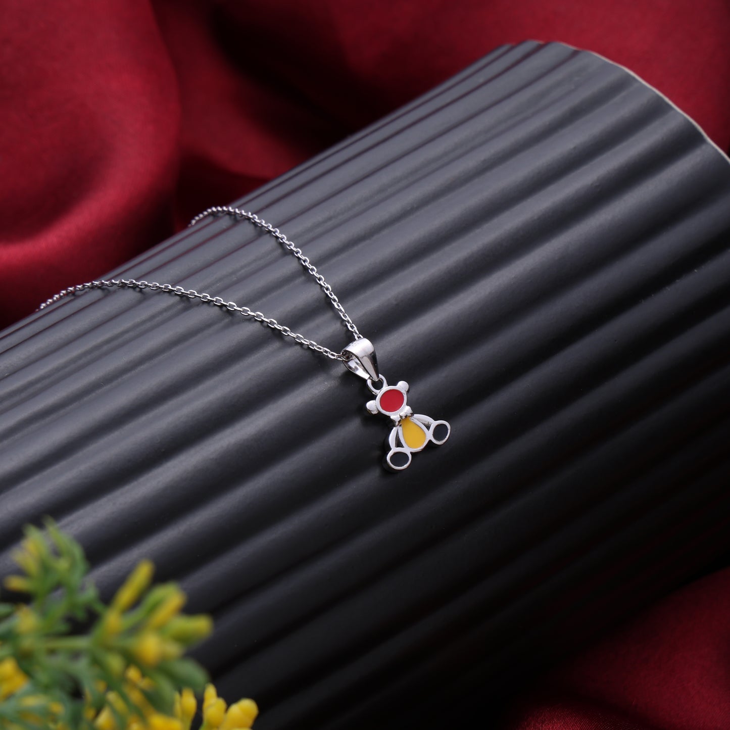 Teddy Charm Pendant Set in 925 Sterling Silver