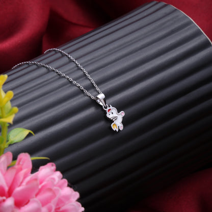 Whimsical Unicorn Charm Pendant Necklace in 925 Sterling Silver