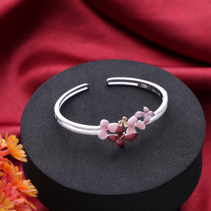 Rose Flutter Cuff – 925 Sterling Silver CZ Butterfly Bracelet