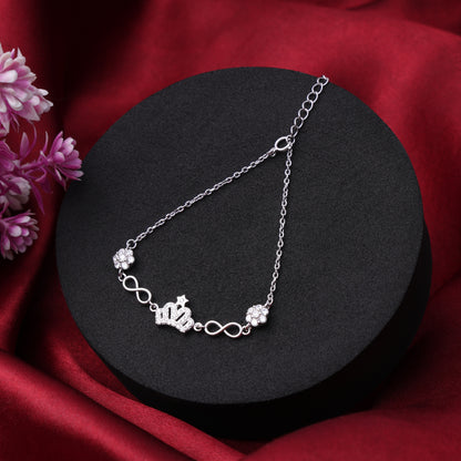 Crowned Infinity Bracelet – 925 Sterling Silver CZ Chain Bracelet