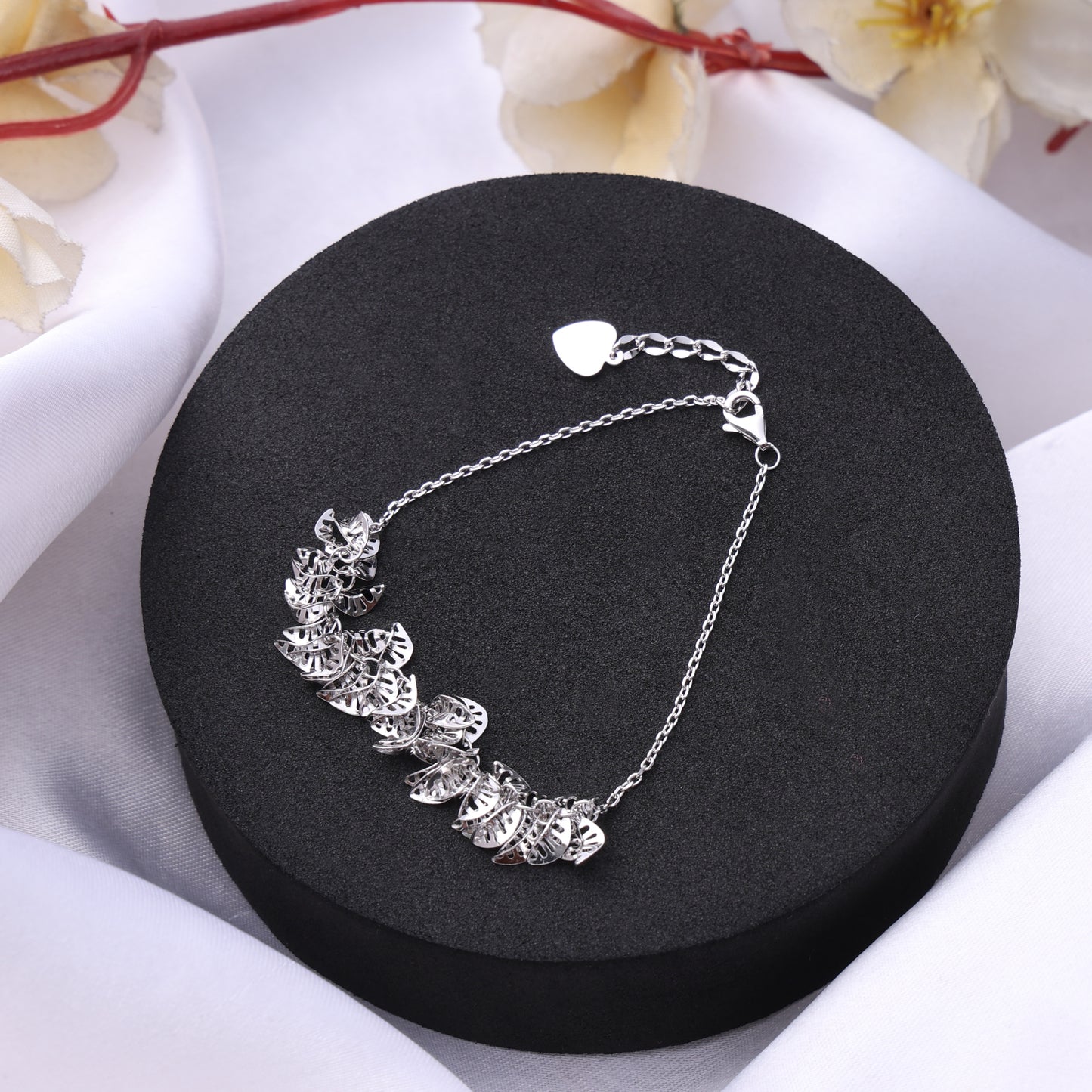 Silver Leaf Cascade Bracelet