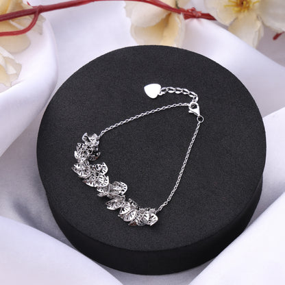 Silver Leaf Cascade Bracelet