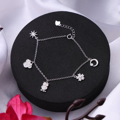 Celestial Charm Bracelet – 925 Sterling Silver CZ Dangling Bracelet