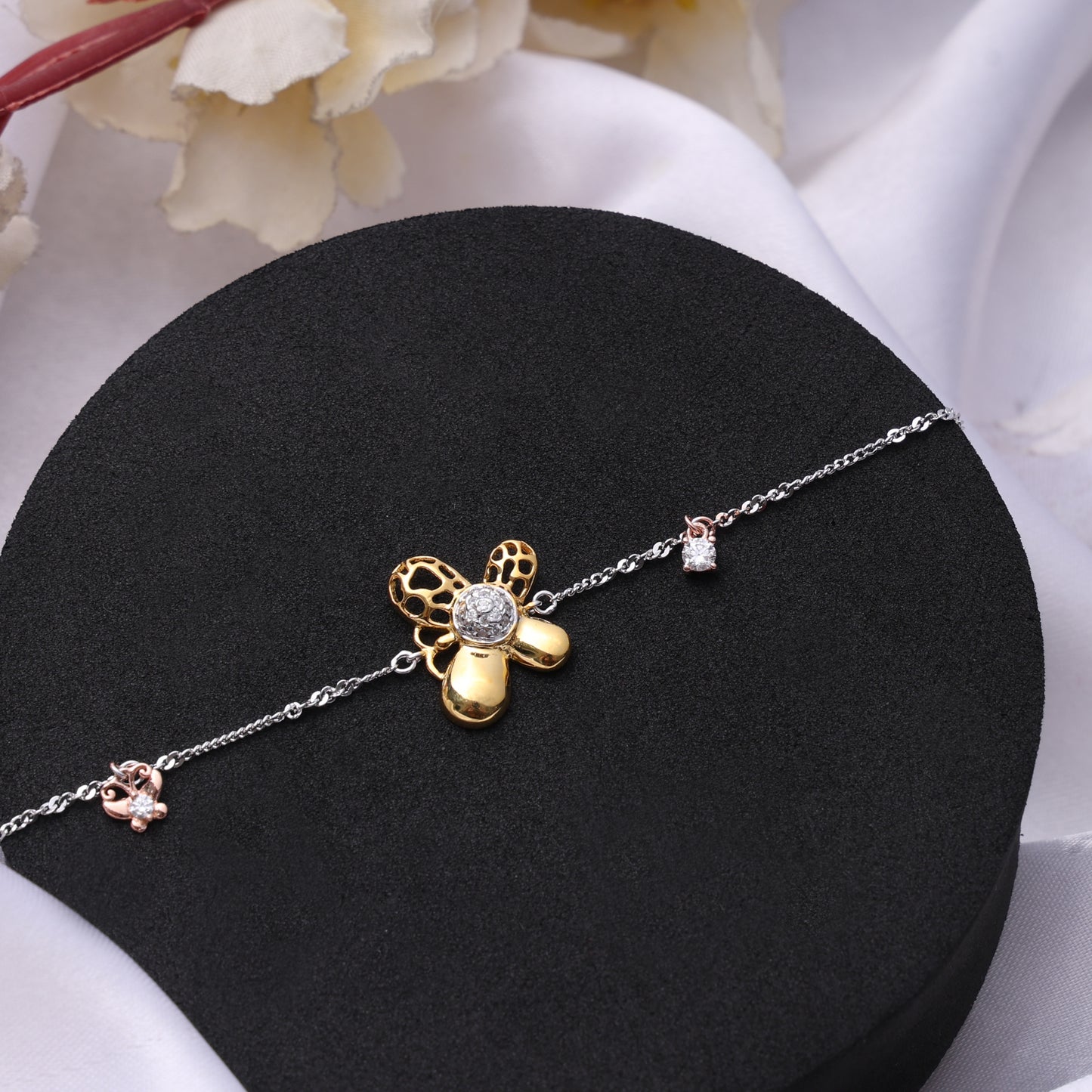 Golden Flutter CZ Bracelet – 925 Sterling Silver Gold-Plated Butterfly Bracelet