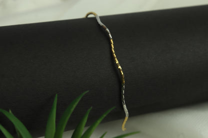 Two-Tone Wave 925 Sterling Silver Bracelet