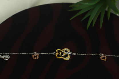 Floral Charm 925 Sterling Silver Bracelet