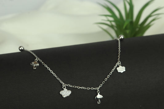 925 Sterling Silver Charm Anklet (Single)
