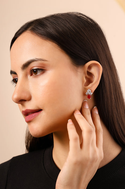 Crimson Spark Stud Earrings