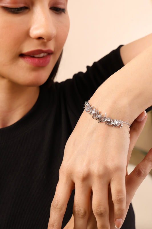 Silver Leaf Cascade Bracelet