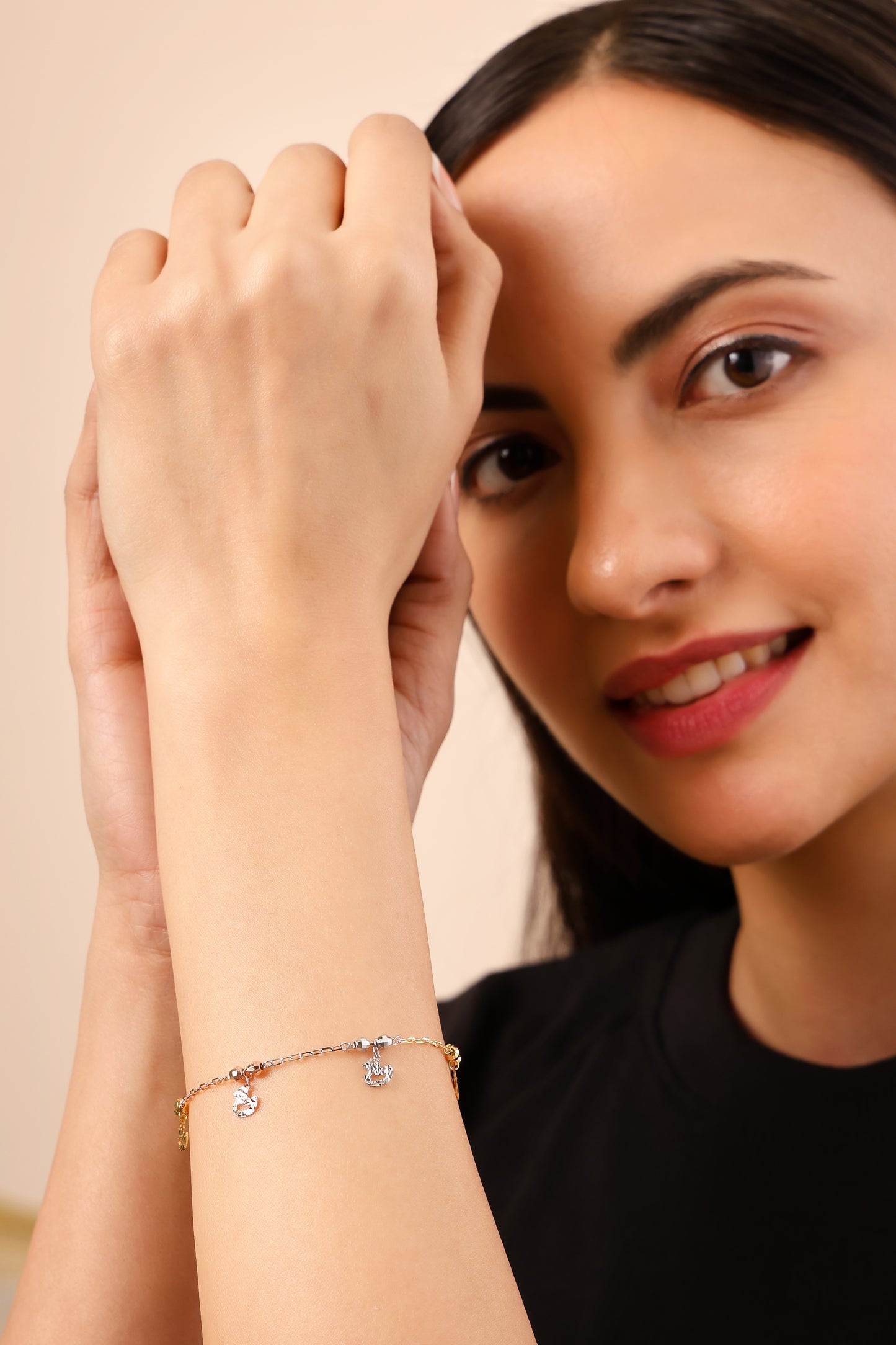 Trio Charm Bracelet – 925 Sterling Silver Multi-Tone Chain Bracelet
