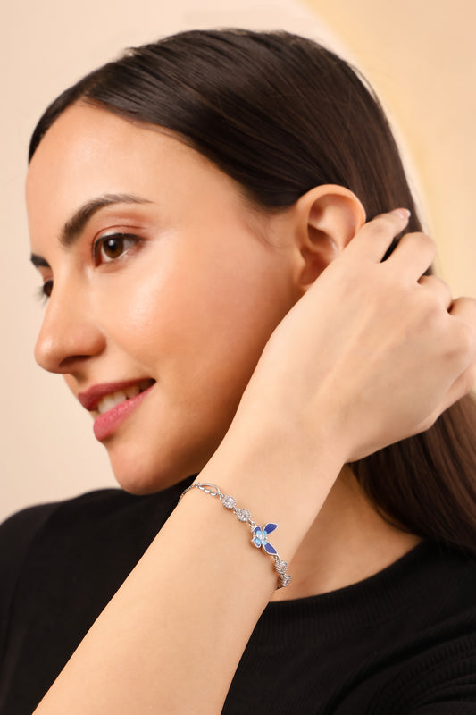 Azure Flutter Bracelet – 925 Sterling Silver CZ Butterfly Bracelet