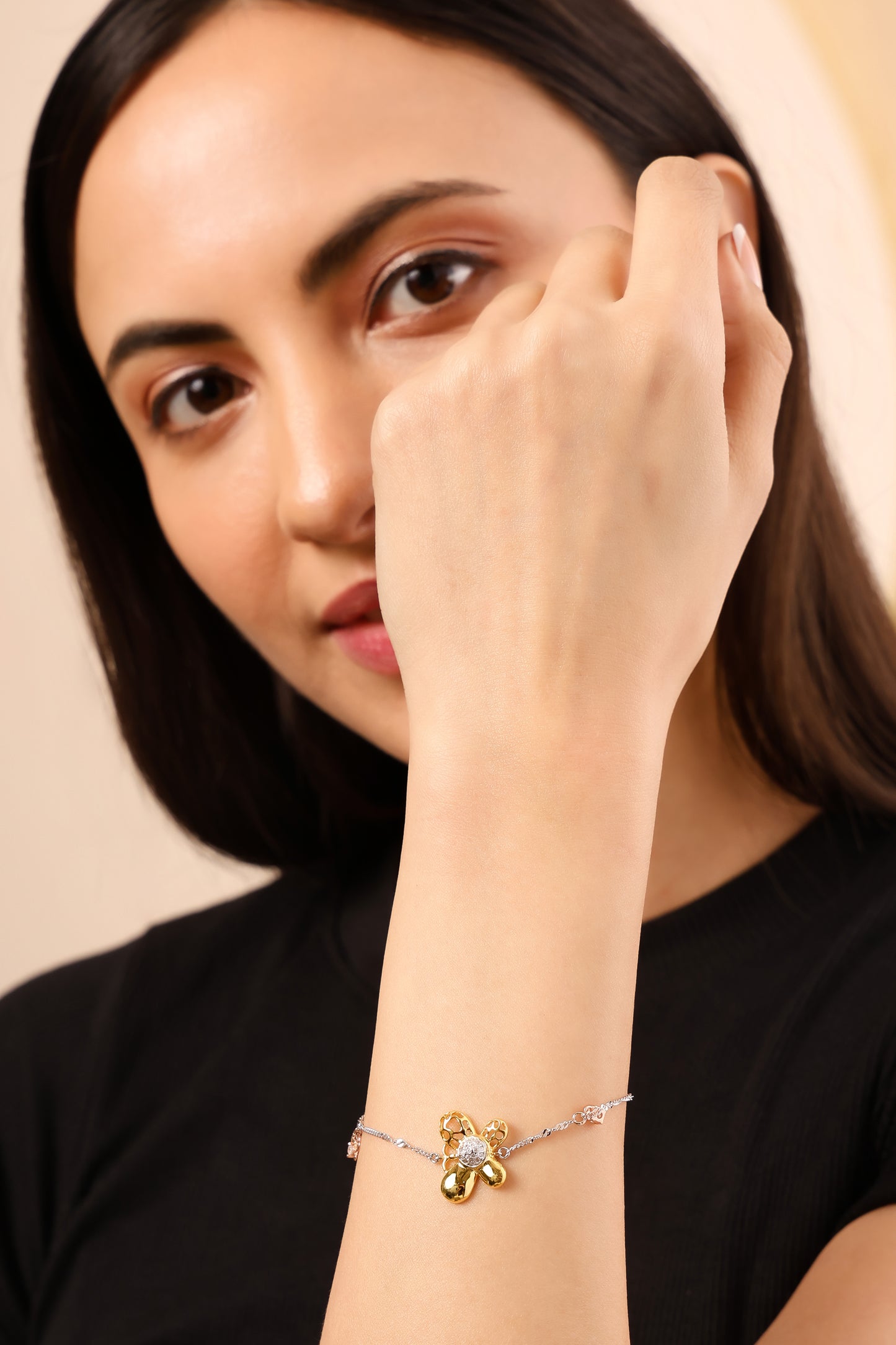 Golden Flutter CZ Bracelet – 925 Sterling Silver Gold-Plated Butterfly Bracelet