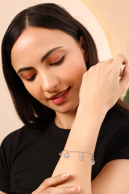 Celestial Garden Charm Bracelet – 925 Sterling Silver CZ Bracelet