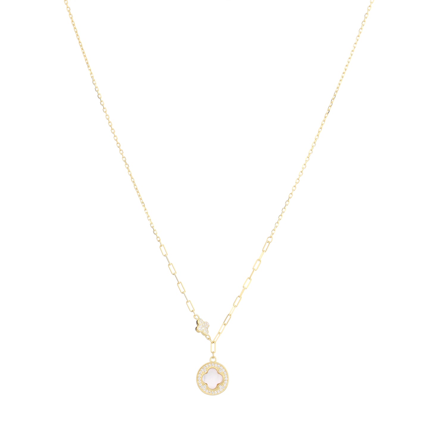 Golden Clover Charm Necklace in 925 Sterling Silver