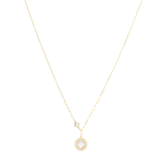 Golden Clover Charm Necklace in 925 Sterling Silver