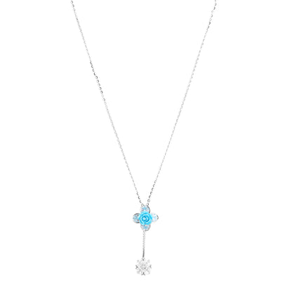Aqua Bloom Drop Pendant & Earring Set in 925 Sterling Silver