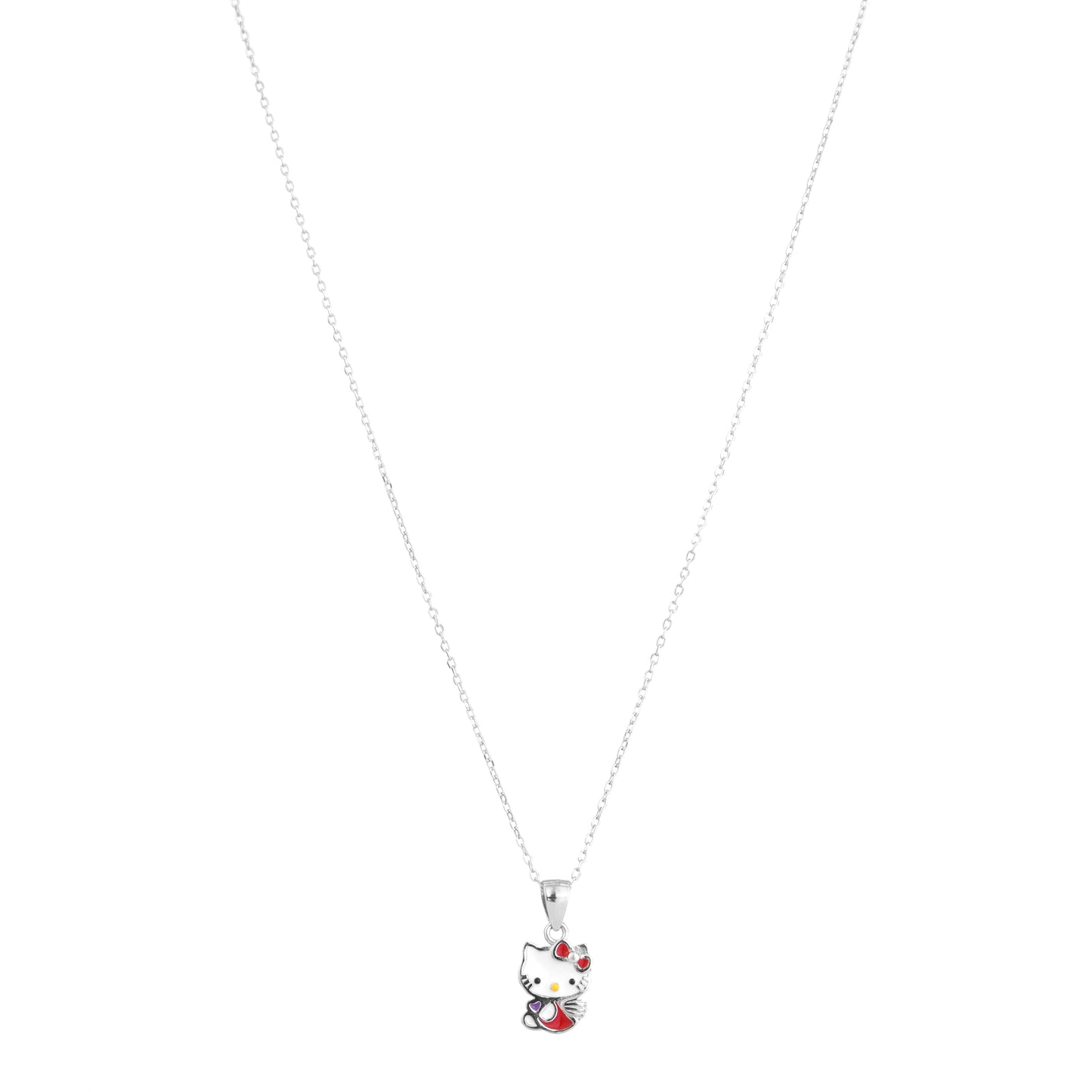Lucky Cat Charm Pendant Necklace in 925 Sterling Silver