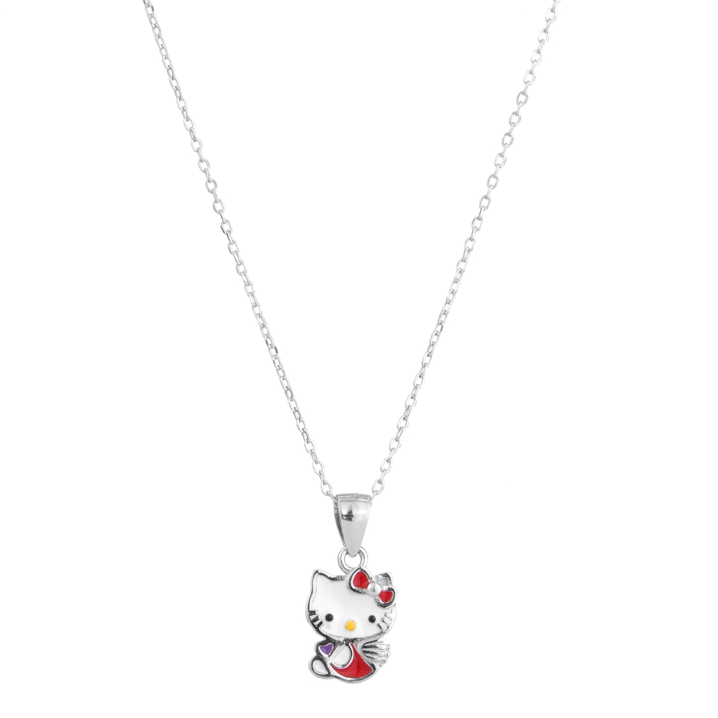 Lucky Cat Charm Pendant Necklace in 925 Sterling Silver