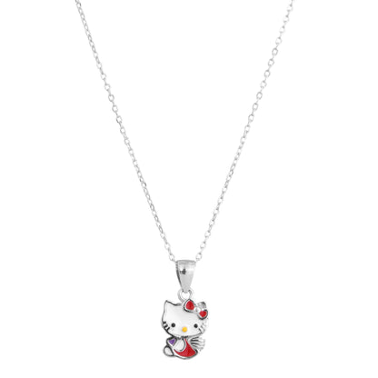 Lucky Cat Charm Pendant Necklace in 925 Sterling Silver