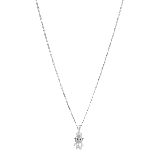 Labubu-Inspired Character Pendant Necklace in 925 Sterling Silver-20mm snake chain