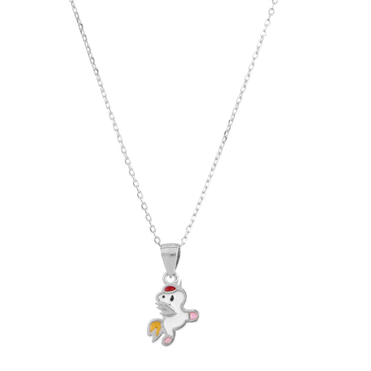 Whimsical Unicorn Charm Pendant Necklace in 925 Sterling Silver