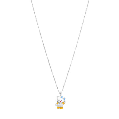 Hello Kitty CZ Charm Pendant Necklace in 925 Sterling Silver