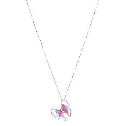 Pink Butterfly CZ Pendant Set in 925 Sterling Silver