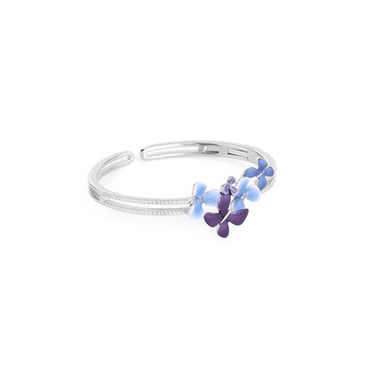 Butterfly Bloom Cuff – 925 Sterling Silver CZ Floral Bracelet