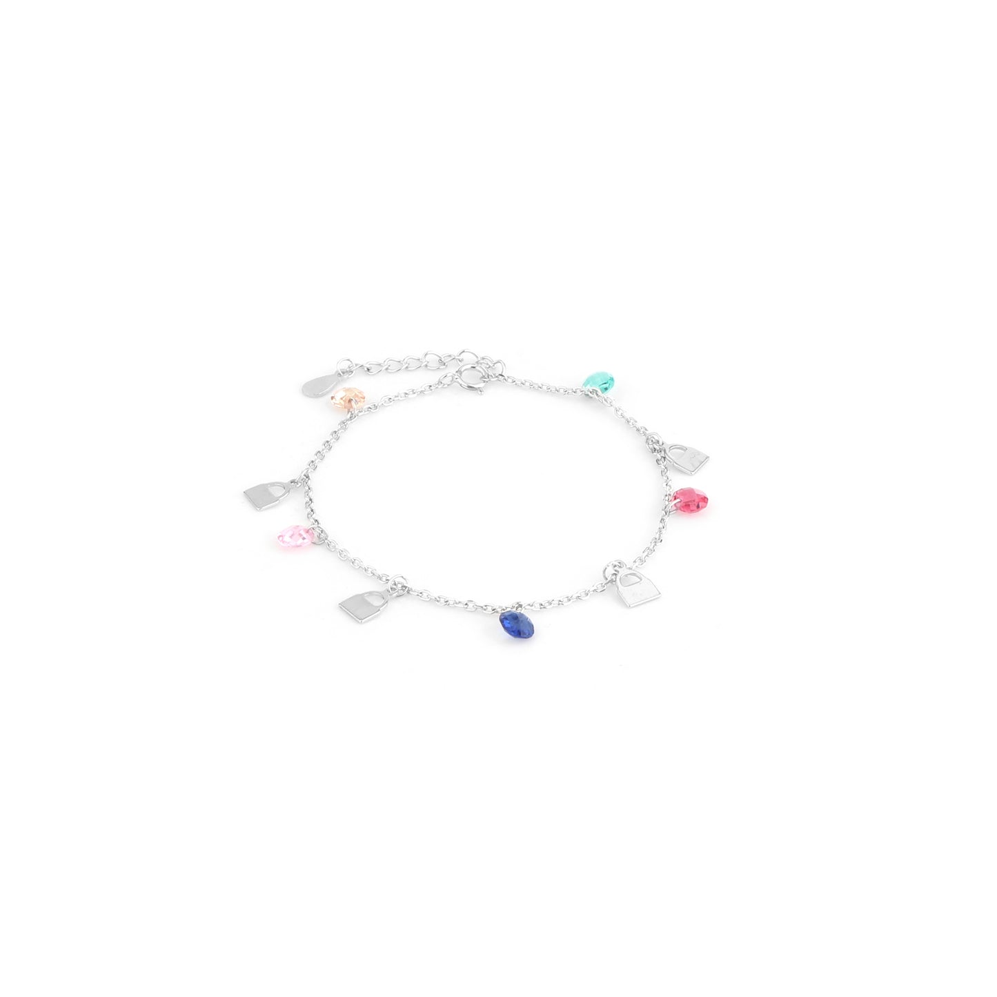 Charm Cascade Bracelet – 925 Sterling Silver Crystal Chain Bracelet
