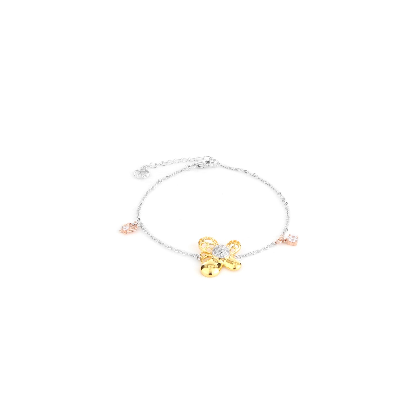 Golden Flutter CZ Bracelet – 925 Sterling Silver Gold-Plated Butterfly Bracelet