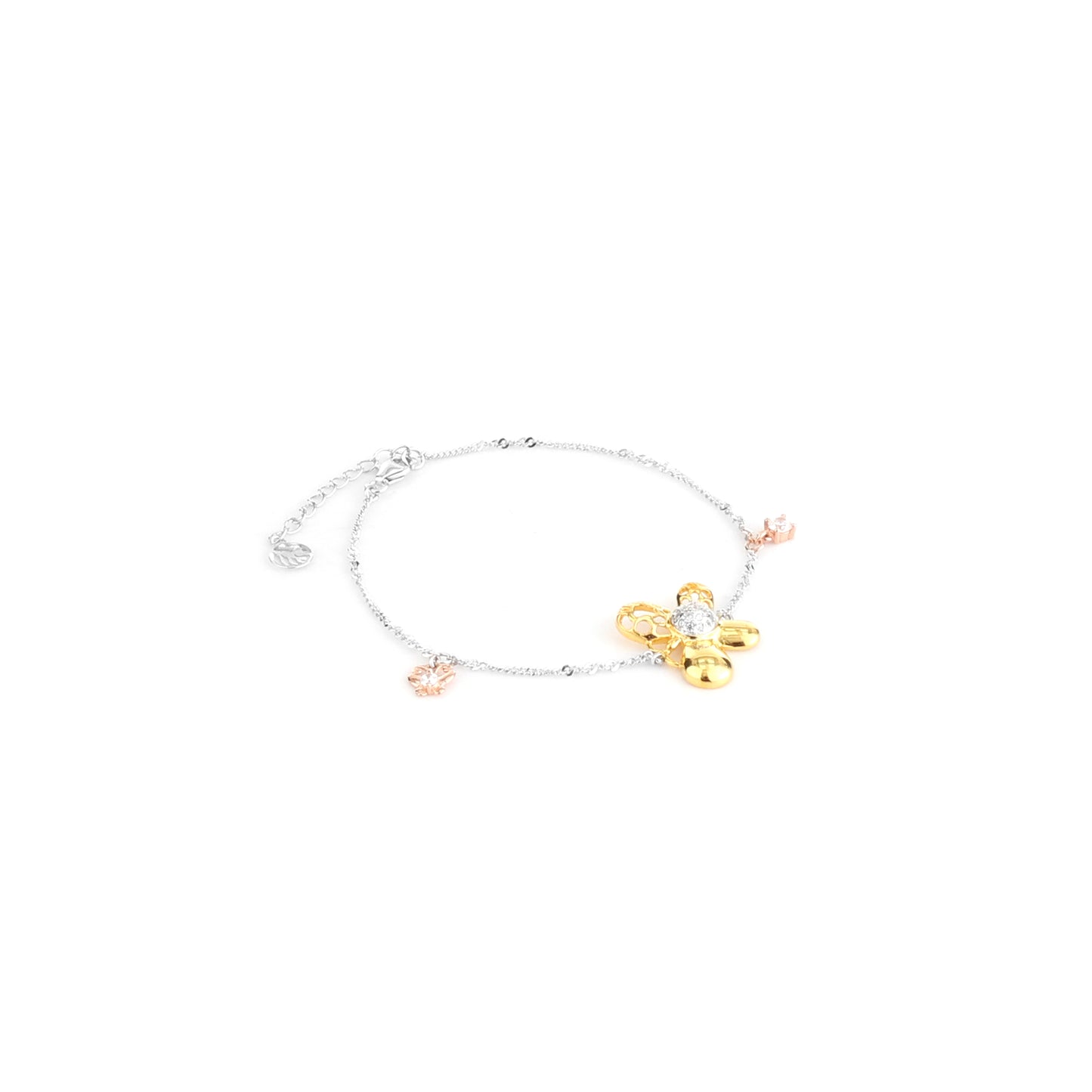 Golden Flutter CZ Bracelet – 925 Sterling Silver Gold-Plated Butterfly Bracelet