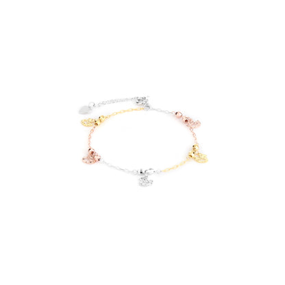 Trio Charm Bracelet – 925 Sterling Silver Multi-Tone Chain Bracelet