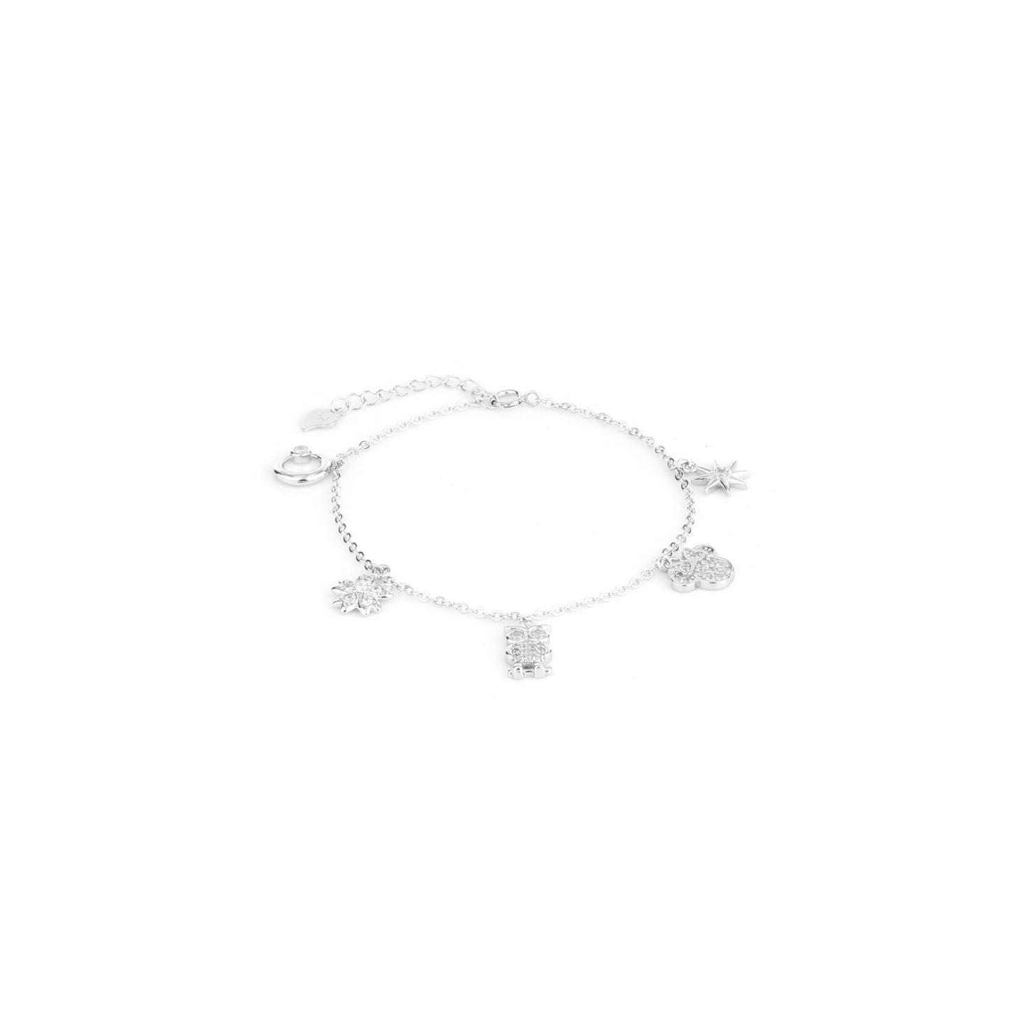 Celestial Charm Bracelet – 925 Sterling Silver CZ Dangling Bracelet