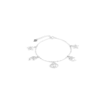 Ocean Whispers Dolphin Charm Bracelet – 925 Sterling Silver CZ Bracelet