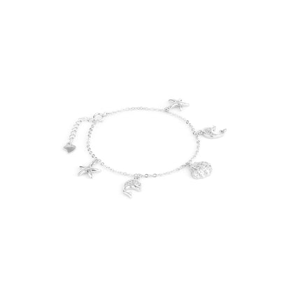 Ocean Whispers Dolphin Charm Bracelet – 925 Sterling Silver CZ Bracelet